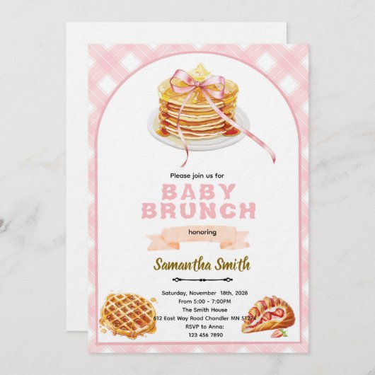 Bows Brunch Party Invitation 招待状 (正面/裏面)