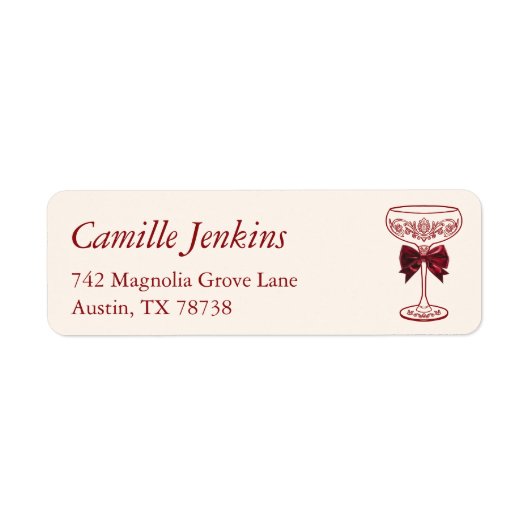 Bows & Bubbly Return Address Label ラベル (正面)