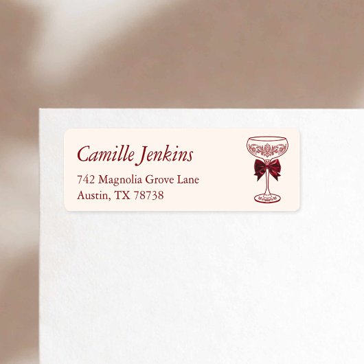 Bows & Bubbly Return Address Label ラベル