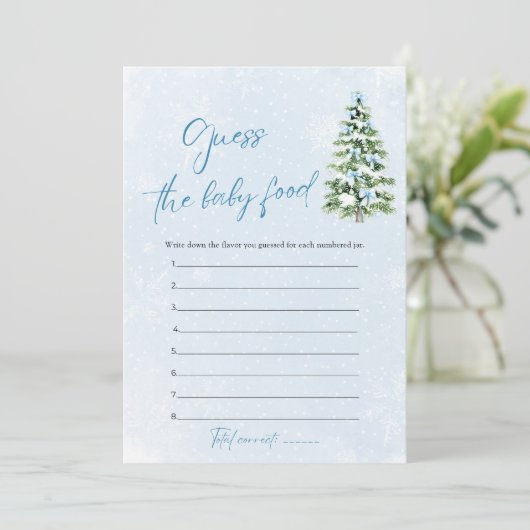 Bows Christmas Baby Shower Guess The Baby Food 招待状 (スタンド正面)
