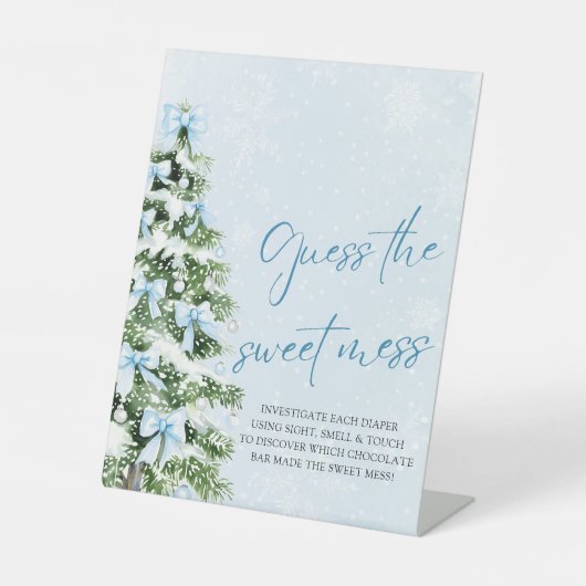 Bows Christmas Baby Shower Guess the Sweet Mess 台座サイン (正面)