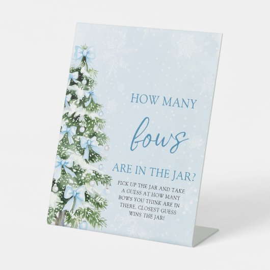 Bows Christmas Guess How Many Bows Baby Shower  台座サイン (正面)