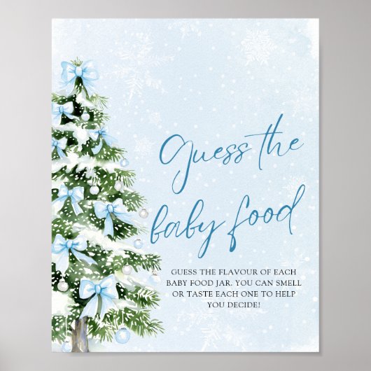 Bows Christmas Guess the Baby Food Baby Shower ポスター (正面)