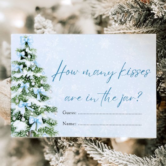 Bows Christmas How Many Kisses Baby Shower Game 招待状
