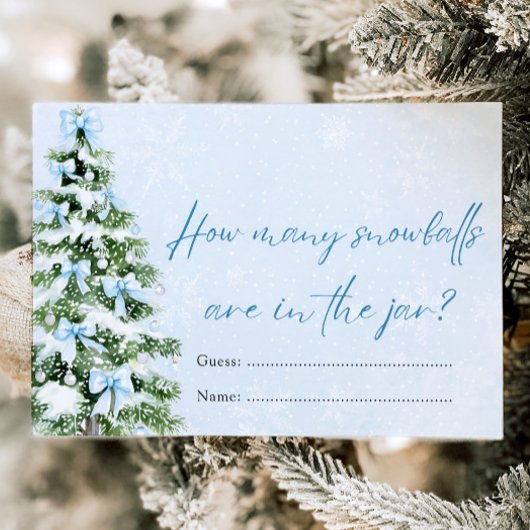 Bows Christmas How Many Snowballs Baby Shower Game 招待状