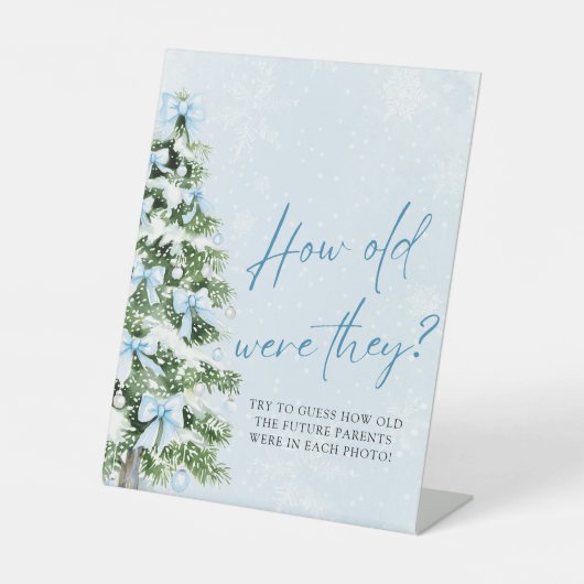 Bows Christmas How Old Were They Baby Shower Game 台座サイン (正面)