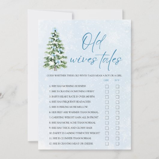 Bows Christmas Old Wives Tales Baby Shower Game 招待状 (正面)