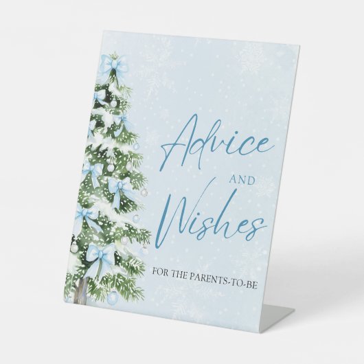 Bows Christmas Tree Baby Shower Advice and Wishes 台座サイン (正面)