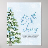 Bows Christmas Tree Baby Shower Bottle Chug Sign ポスター (正面)
