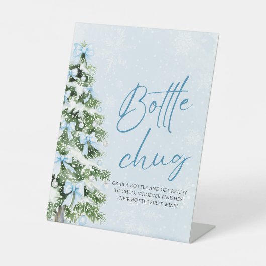 Bows Christmas Tree Baby Shower Bottle Chug Sign 台座サイン (正面)