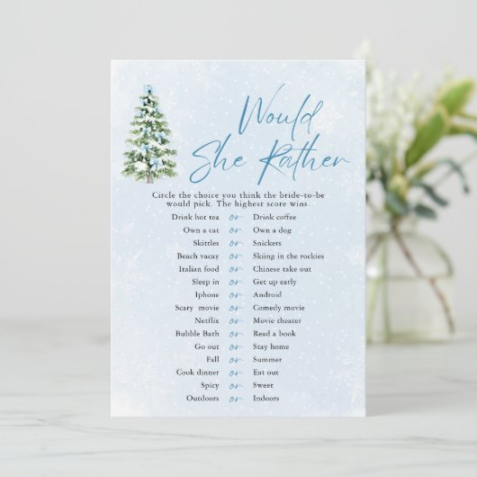 Bows Christmas Would She Rather Baby Shower Game 招待状 (スタンド正面)