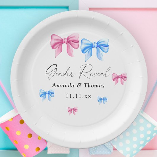 Bows Genderが明らかにする。女の子または男の子 ペーパープレート