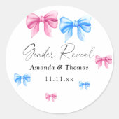 Bows Genderが明らかにする。女の子または男の子 ラウンドシール (正面)