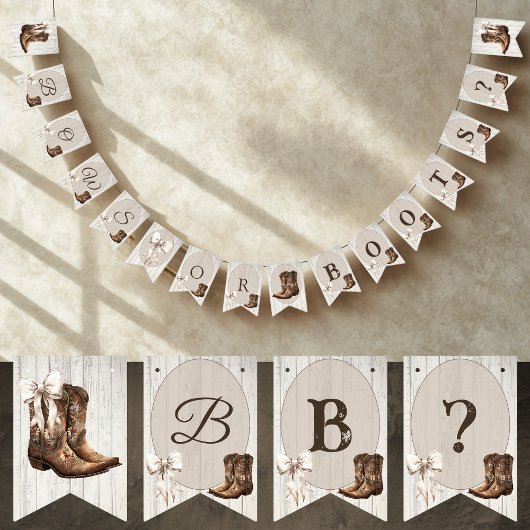 Bows or Boots Rustic Boho Gender Reveal Party バンティングフラッグ