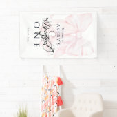 Bowtiful One 1st誕生日ピンクボウ女の子写真 横断幕 (インサイチュ)