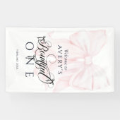 Bowtiful One 1st誕生日ピンクボウ女の子写真 横断幕 (横)