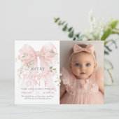 Bowtiful One Photo 1st誕生日フローラBow Girls 招待状 (スタンド正面)