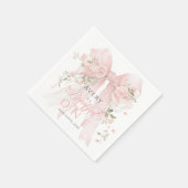 Bowtiiful One 1st Birthday Floral Bow Girls スタンダードカクテルナプキン (角)