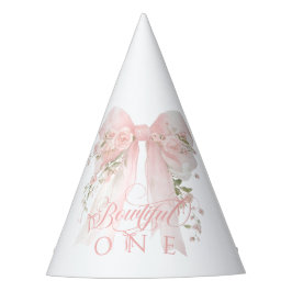 Bowtiiful One 1st Birthday Floral Bow Girls パーティーハット