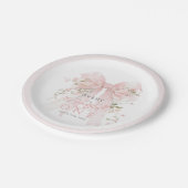 Bowtiiful One 1st Birthday Floral Bow Girls ペーパープレート (アングル)