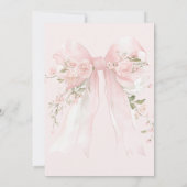 Bowtiiful One 1st Birthday Floral Bow Girls 招待状 (裏面)