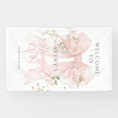 Bowtiiful One 1st Birthday Floral Bow Girls 横断幕 (横)