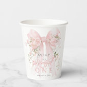Bowtiiful One 1st Birthday Floral Bow Girls 紙コップ (裏面)