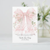 Bowtiiful One Photo 1st Birthday Floral Bow Girls サンキューカード (スタンド正面)