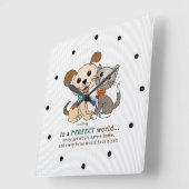 BowWowとMeeYow (ペット養子縁組 – 人間的トリートメント) スクエア壁時計 (傾斜)