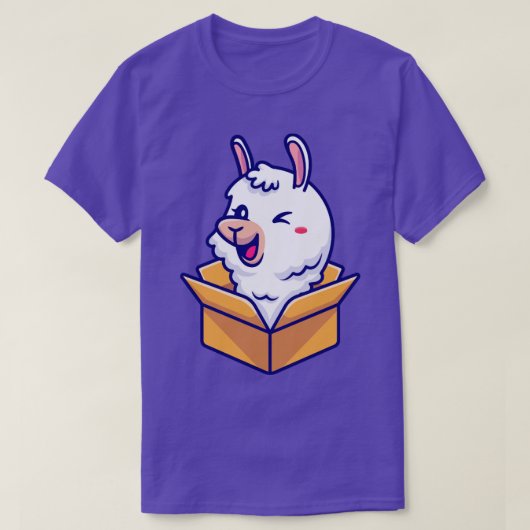 Box Cartoonのかわいいアルパカ Tシャツ (デザイン正面)