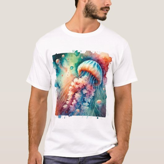 Box Jellyfish 050824AREF128 - Watercolor Tシャツ (正面)
