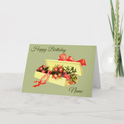 Box Of Roses Personalized Birthday カード (正面)