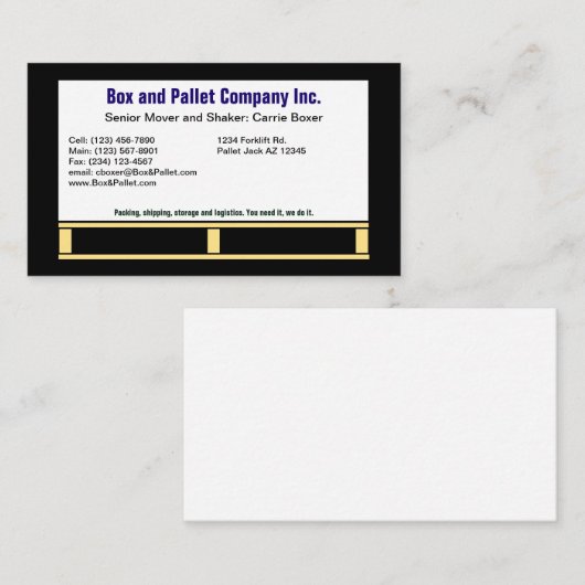 Box on Pallet, Black & White Business Card 名刺 (正面/裏面)
