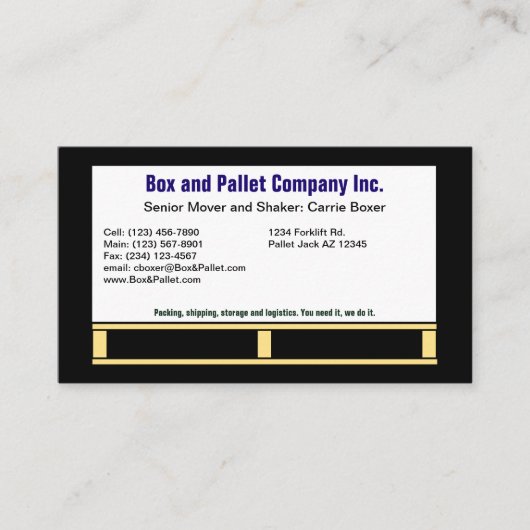 Box on Pallet, Black & White Business Card 名刺 (正面)