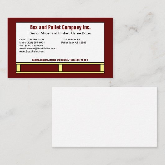 Box on Pallet, Blue Business Card 名刺 (正面/裏面)