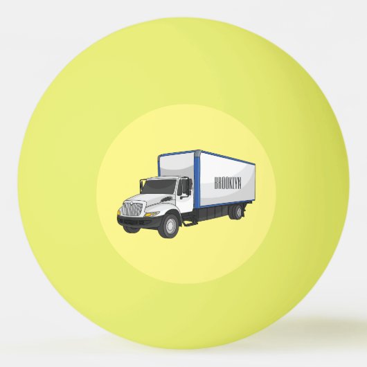 Box truck cartoon illustration 卓球ボール (正面)