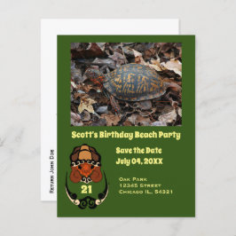Box Turtle Cartoon Birthday Partyの写真 インビテーションポストカード