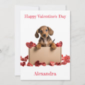 Box Valentine CardでDachshundのパピーをパーソナライズ シーズンカード (正面)