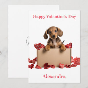 Box Valentine CardでDachshundのパピーをパーソナライズ シーズンカード