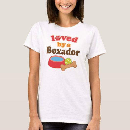 Boxador犬の恋人の女性のペットTシャツ Tシャツ (正面)
