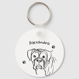 Boxer:お洒落編集可能な文字ラインアート キーホルダー