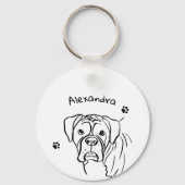 Boxer:お洒落編集可能な文字ラインアート キーホルダー (裏面)