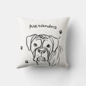 Boxer:お洒落編集可能な文字ラインアート クッション (裏面)