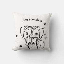 Boxer:お洒落編集可能な文字ラインアート クッション