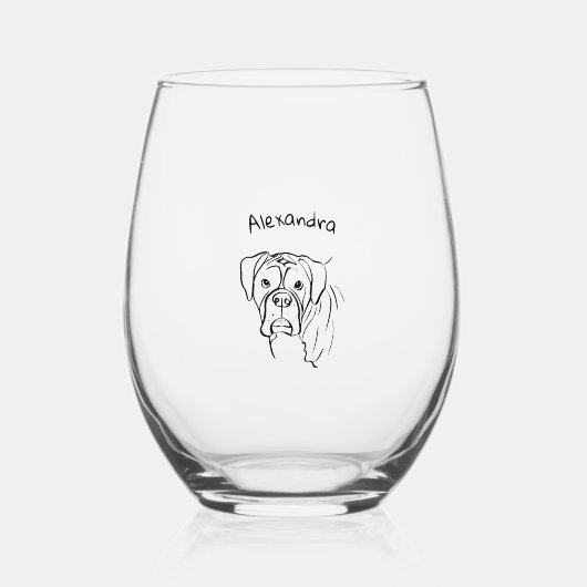 Boxer:お洒落編集可能な文字ラインアート ステムなしワイングラス (正面)