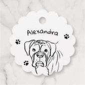 Boxer:お洒落編集可能な文字ラインアート フェイバータグ (裏面)