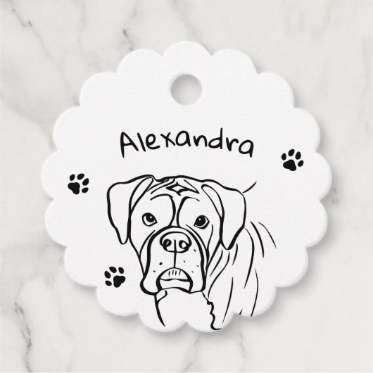 Boxer:お洒落編集可能な文字ラインアート フェイバータグ (正面)