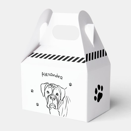 Boxer:お洒落編集可能な文字ラインアート フェイバーボックス (正面サイド)