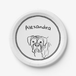 Boxer:お洒落編集可能な文字ラインアート ペーパープレート