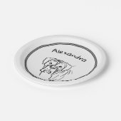 Boxer:お洒落編集可能な文字ラインアート ペーパープレート (アングル)